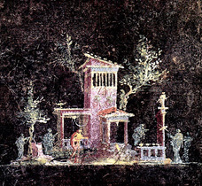 Vignette depicting a shrine at night Boscotrecase