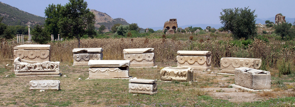 Garland on sarcophagi, Ephesus, Turkey