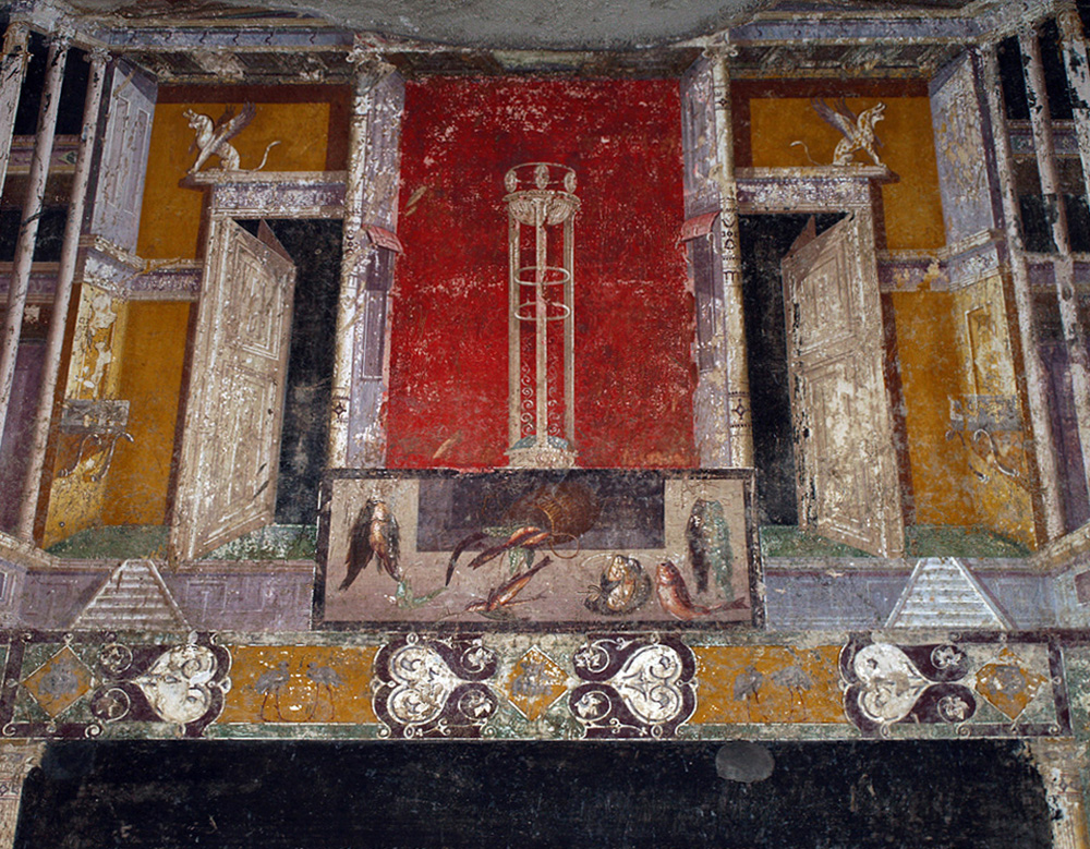 Ex-voto fish offerings in front of Apolloian tripod