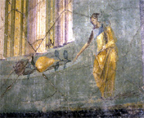 detai of pear being sacrificed