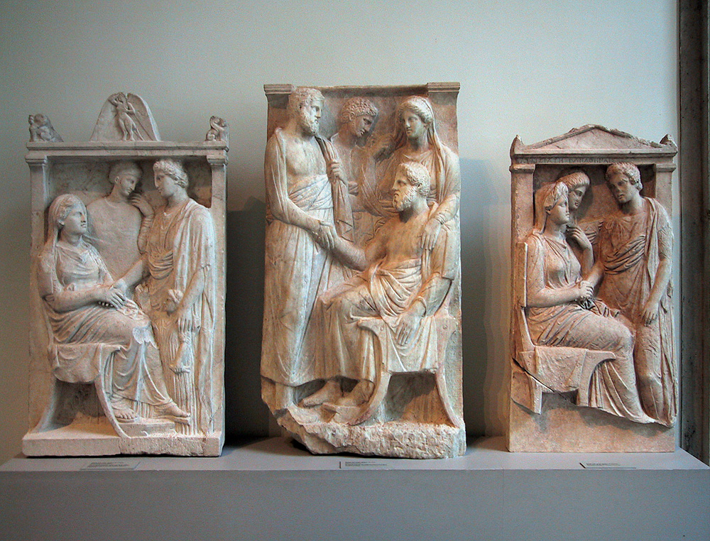 Greek leave taking grave markers